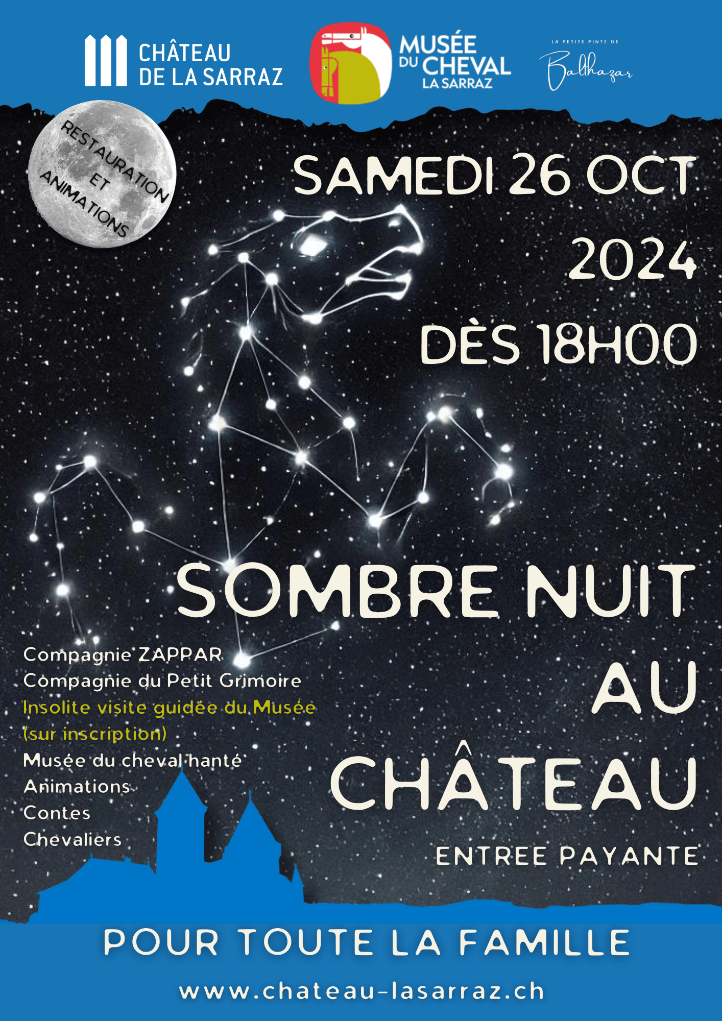 Sombre nuit au Château, soirée halloween au Château de La Sarraz le 26 octobre 2024